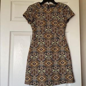 Zara Brocade short sleeve dress